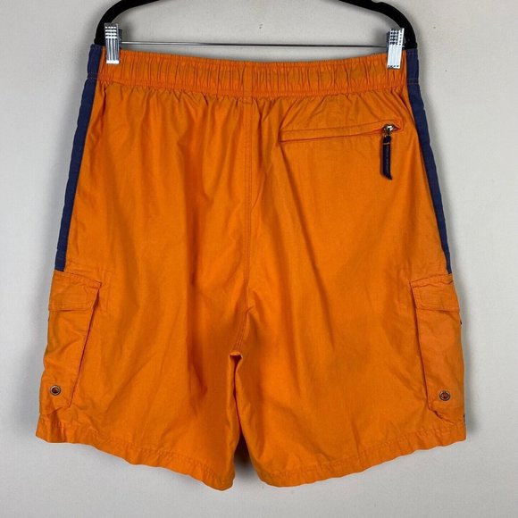 Polo Ralph Lauren Swim Trunks Mens Large Orange Blue Cargo Pocket - Picture 4 of 10
